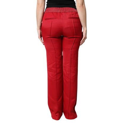 Dolce & Gabbana Red Viscose Straight Fit Pants