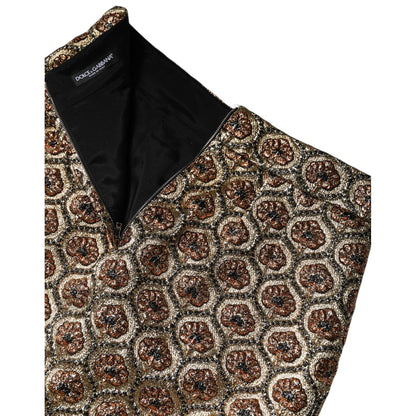Dolce & Gabbana Brown Polyester Brocade A-line Mini Skirt