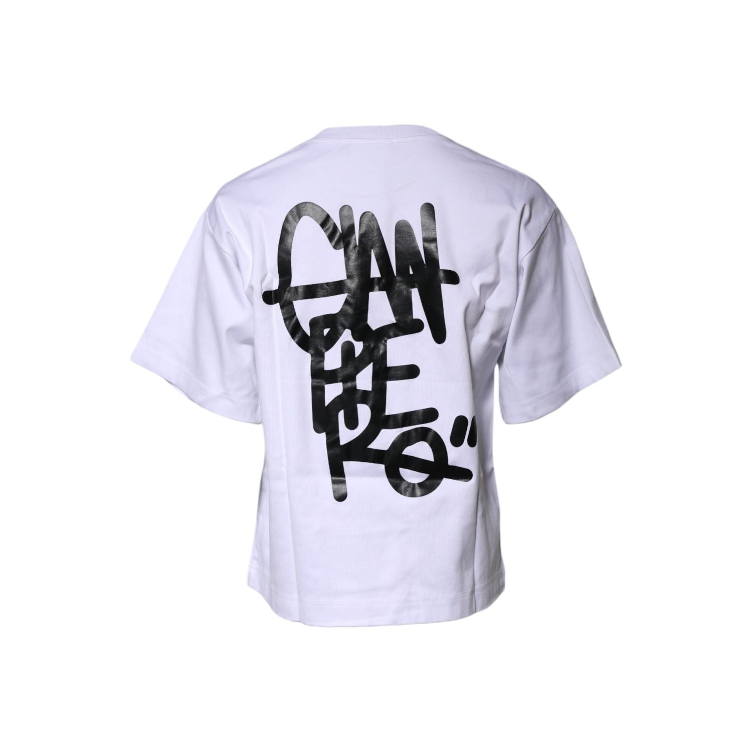 Dolce & Gabbana White Printed Cotton Crew Neck Tee T-shirt