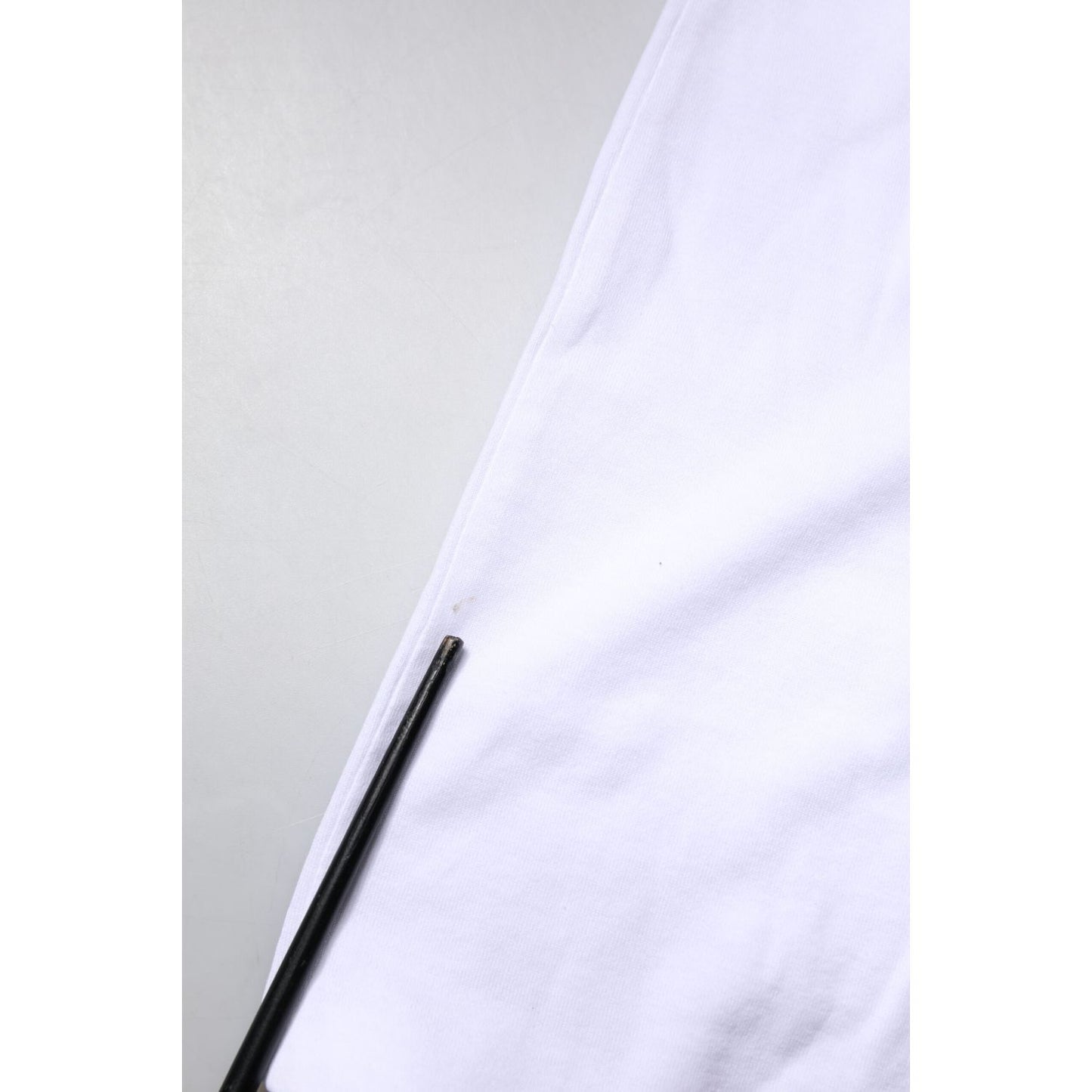 Dolce & Gabbana White Cotton Silk Blend Ascot Collar T-shirt