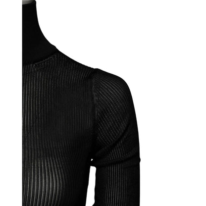 Dolce & Gabbana Black Knit Long Sleeves Turtleneck Slim Top