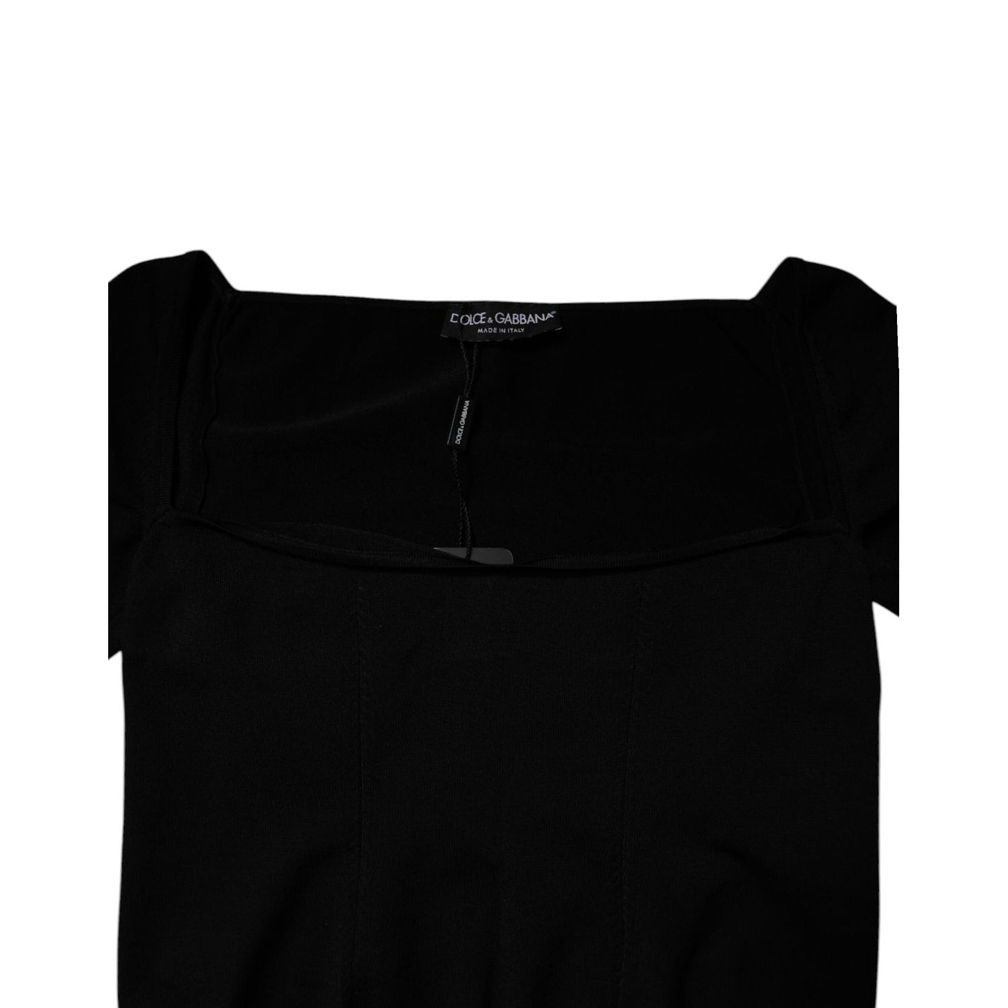 Dolce & Gabbana Black Square Neckline Long Sleeves Sweater