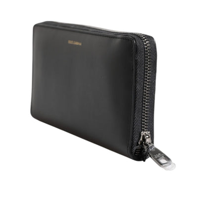 Dolce & Gabbana Black Blue Exotic Leather Embossed Continental Wallet