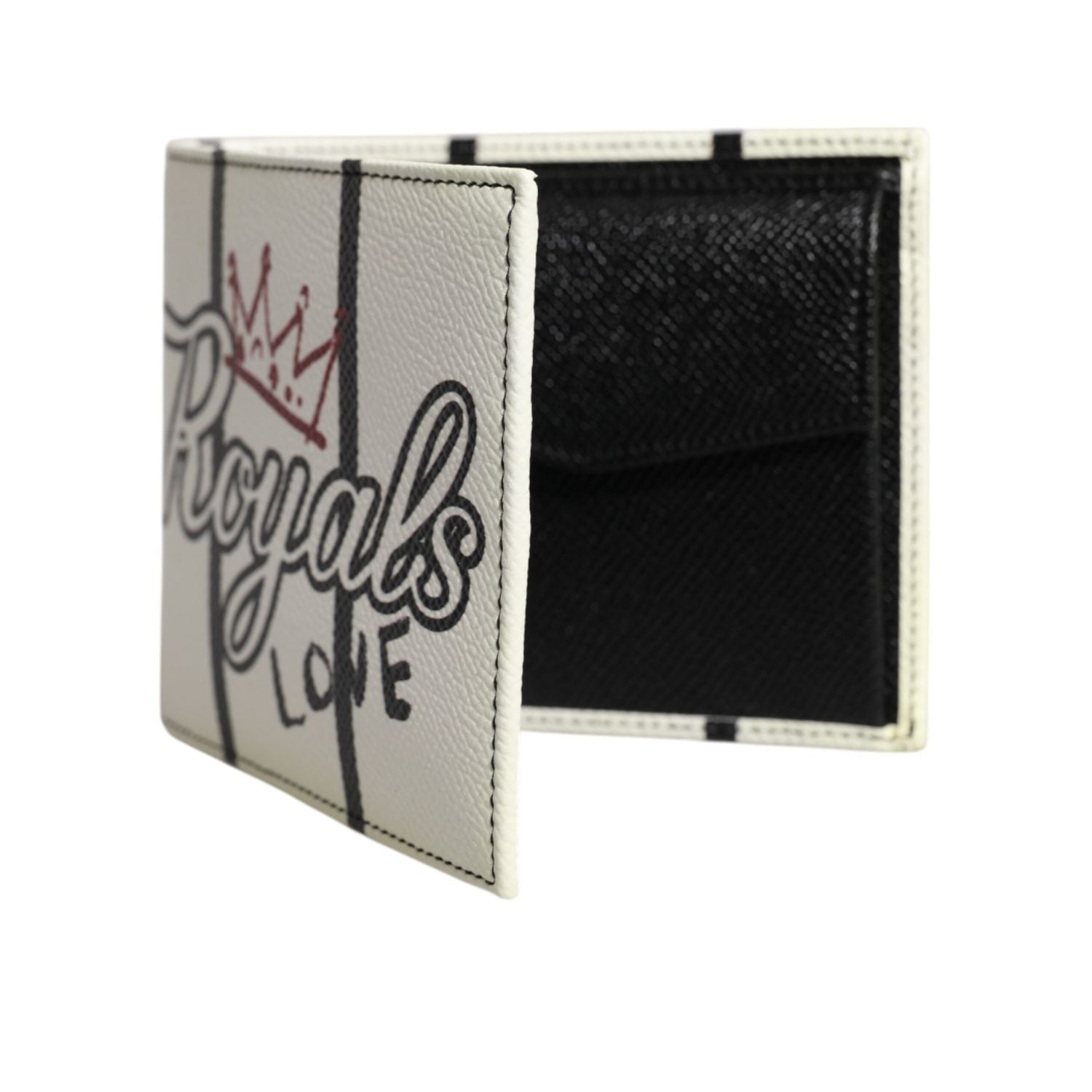 Dolce & Gabbana White Leather DG Crown Royals Bifold Card Holder Wallet