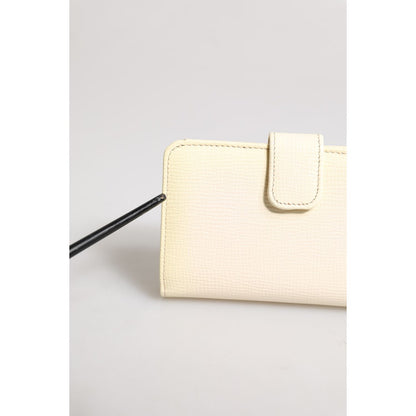 Dolce & Gabbana Ivory Calf Leather Compact Logo Plaque Card Holder Wallet