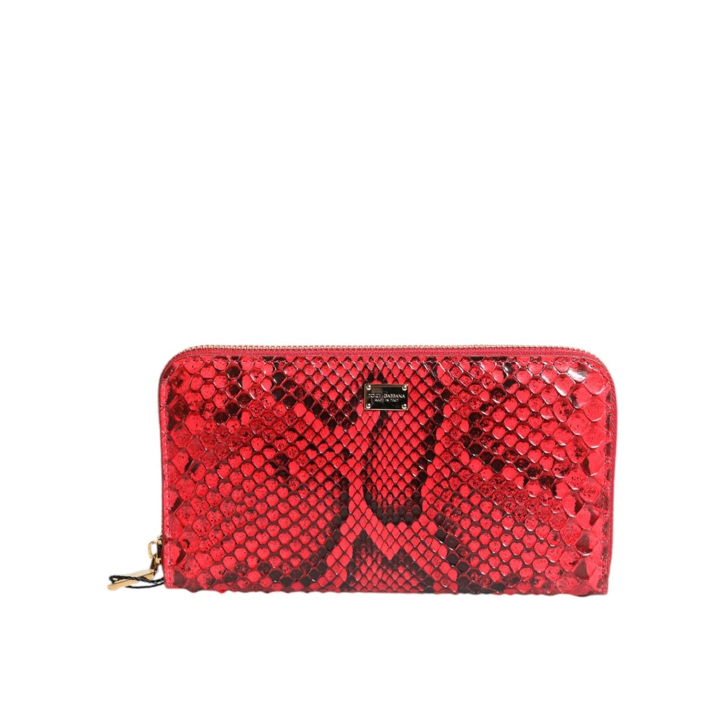 Dolce & Gabbana Red Exotic Leather Zip Around Continental Clutch Wallet