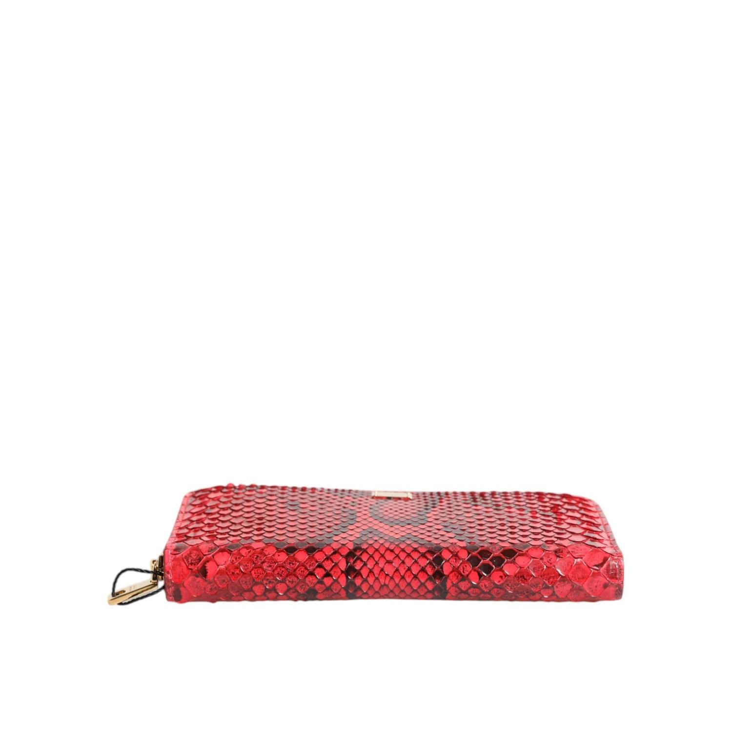 Dolce & Gabbana Red Exotic Leather Zip Around Continental Clutch Wallet