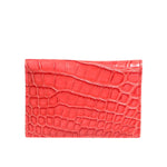 Dolce & Gabbana Red Exotic Leather Logo Plaque Card Holder Wallet BAG4578