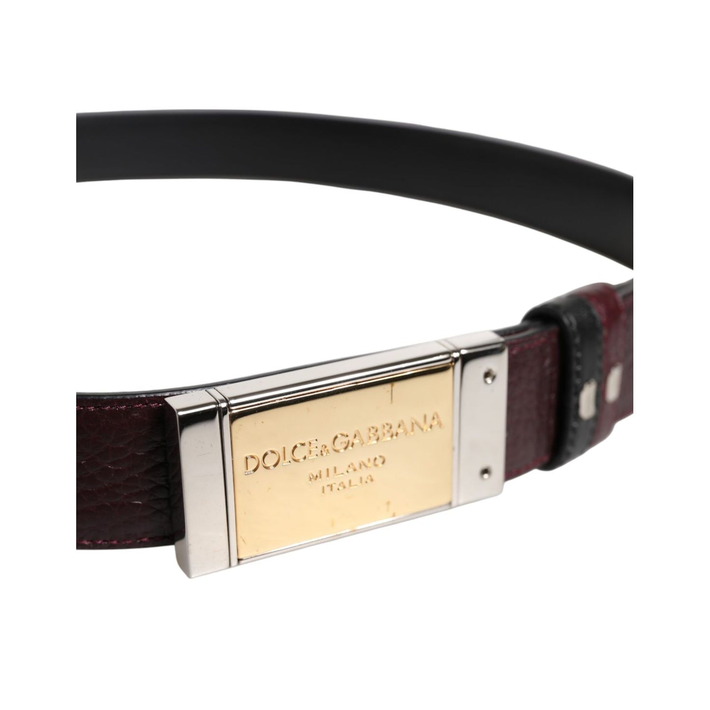 Dolce & Gabbana Black Brown Leather Metal Buckle Reversible Belt