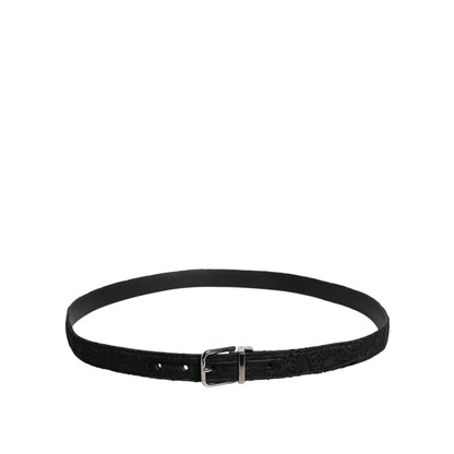 Dolce & Gabbana Black Cotton Blend Silver Metal Buckle Belt