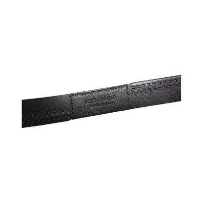 Dolce & Gabbana Black Leather Silver Tone Metal Buckle Belt