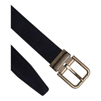 Dolce & Gabbana Black Goat Leather Metal Buckle Classic Belt