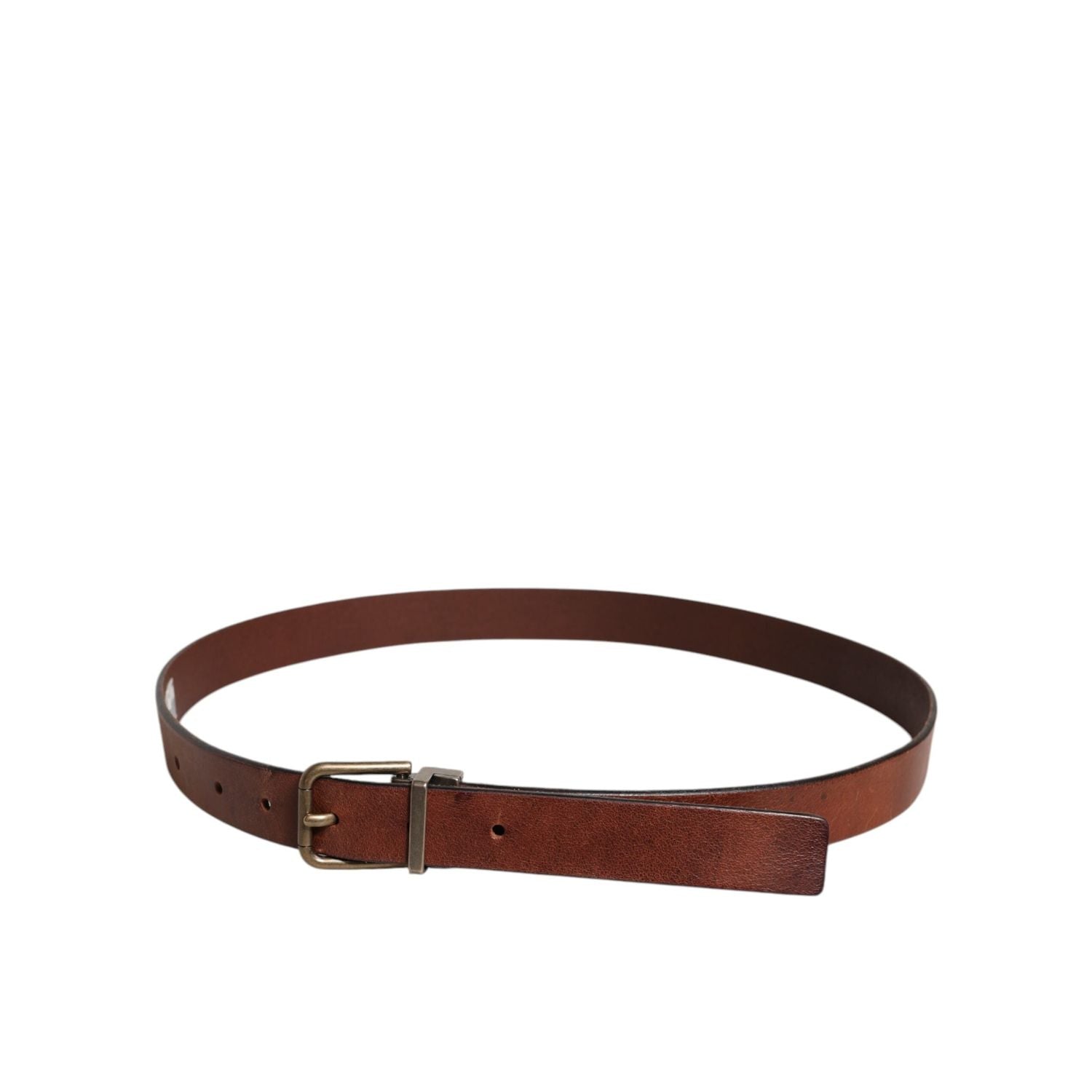 Dolce & Gabbana Brown Leather Metal Buckle Classic Belt