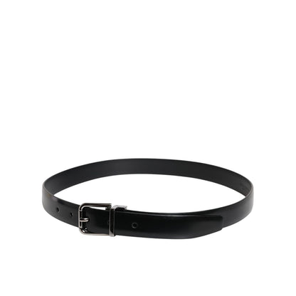 Dolce & Gabbana Black Solid Leather Classic Waist Buckle Belt