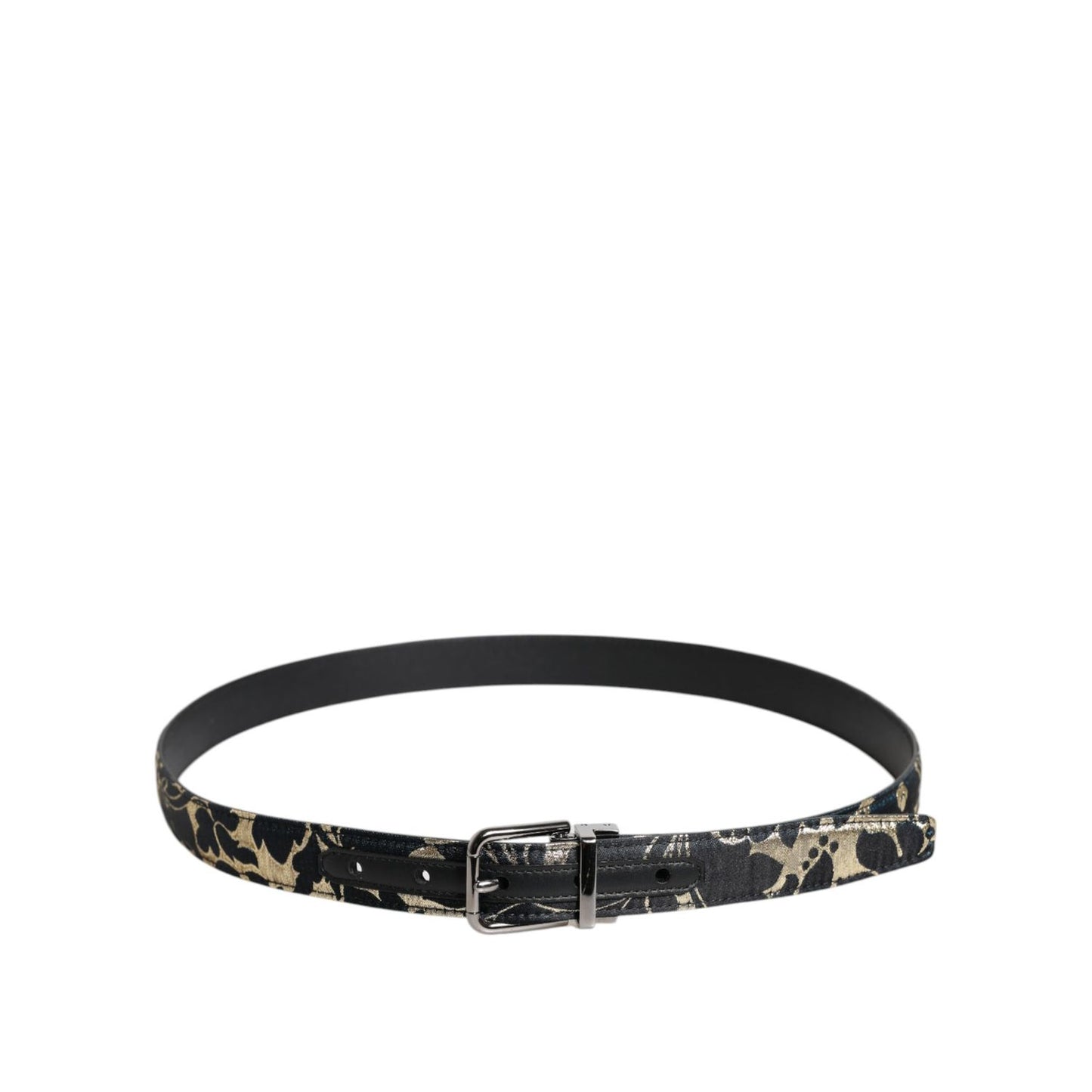Dolce & Gabbana Multicolor Jacquard Leather Logo Buckle Belt