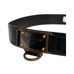 Dolce & Gabbana Black Leather DG Logo Plaque Buckle Belt BEL9318-90