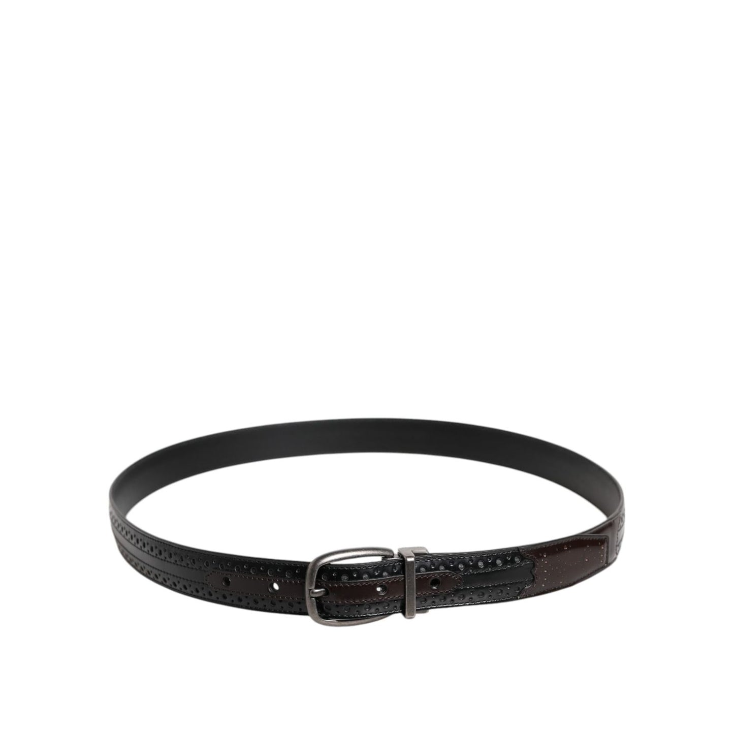 Dolce & Gabbana Black Brown Leather Classic Metal Buckle Belt