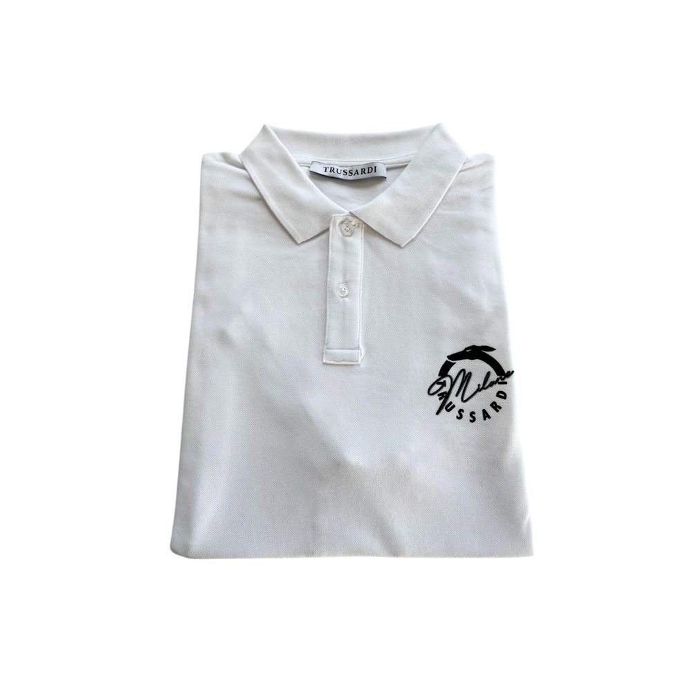Trussardi Beachwear White Cotton Polo Shirt