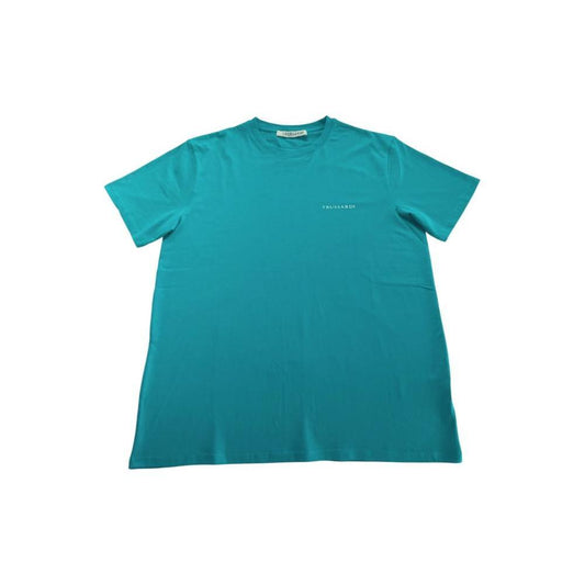Trussardi Beachwear Light Blue Cotton Men T-Shirt TR-24805-M