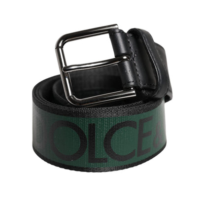Dolce & Gabbana Green Black Classic Metal Logo Buckle Belt