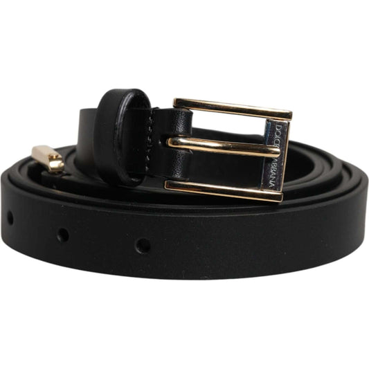 Dolce & Gabbana Black Calfskin Classic Metal Logo Buckle Belt