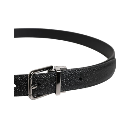 Dolce & Gabbana Black Calf Leather Classic Metal Buckle Belt
