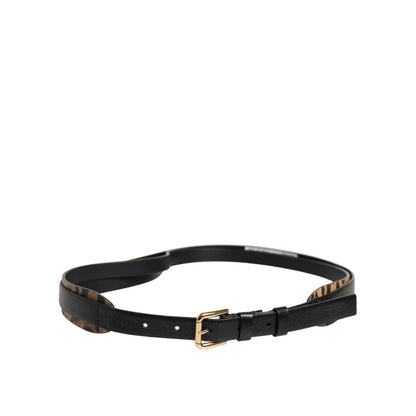 Dolce & Gabbana Black Leopard Classic Gold Metal Buckle Belt