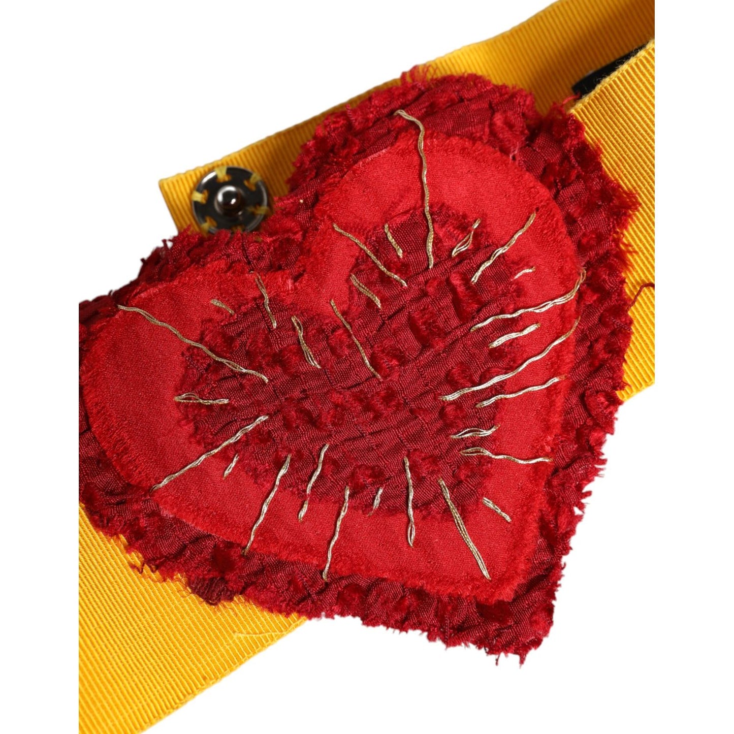 Dolce & Gabbana Yellow Stretch Wide Waist Heart Embellished Belt