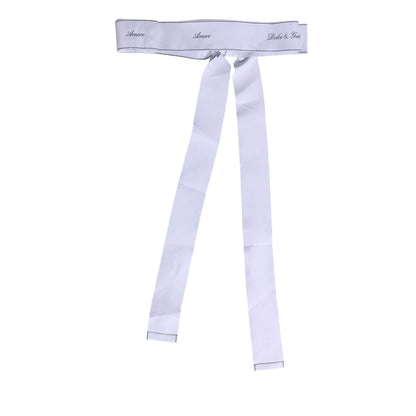 Dolce & Gabbana White Waist Ribbon Wide Bow Logo Belt