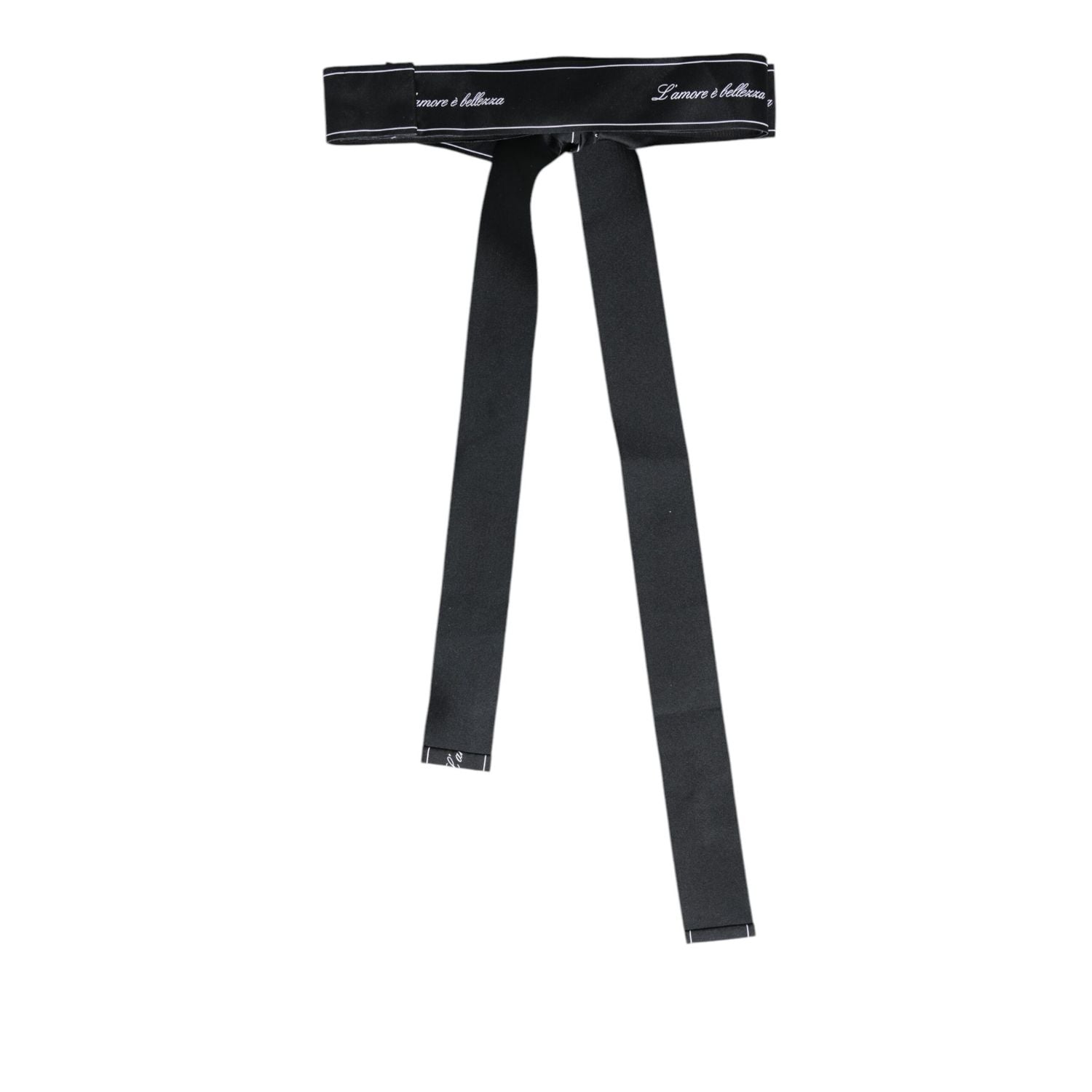 Dolce & Gabbana Black Waist Ribbon Wide Bow Logo Belt