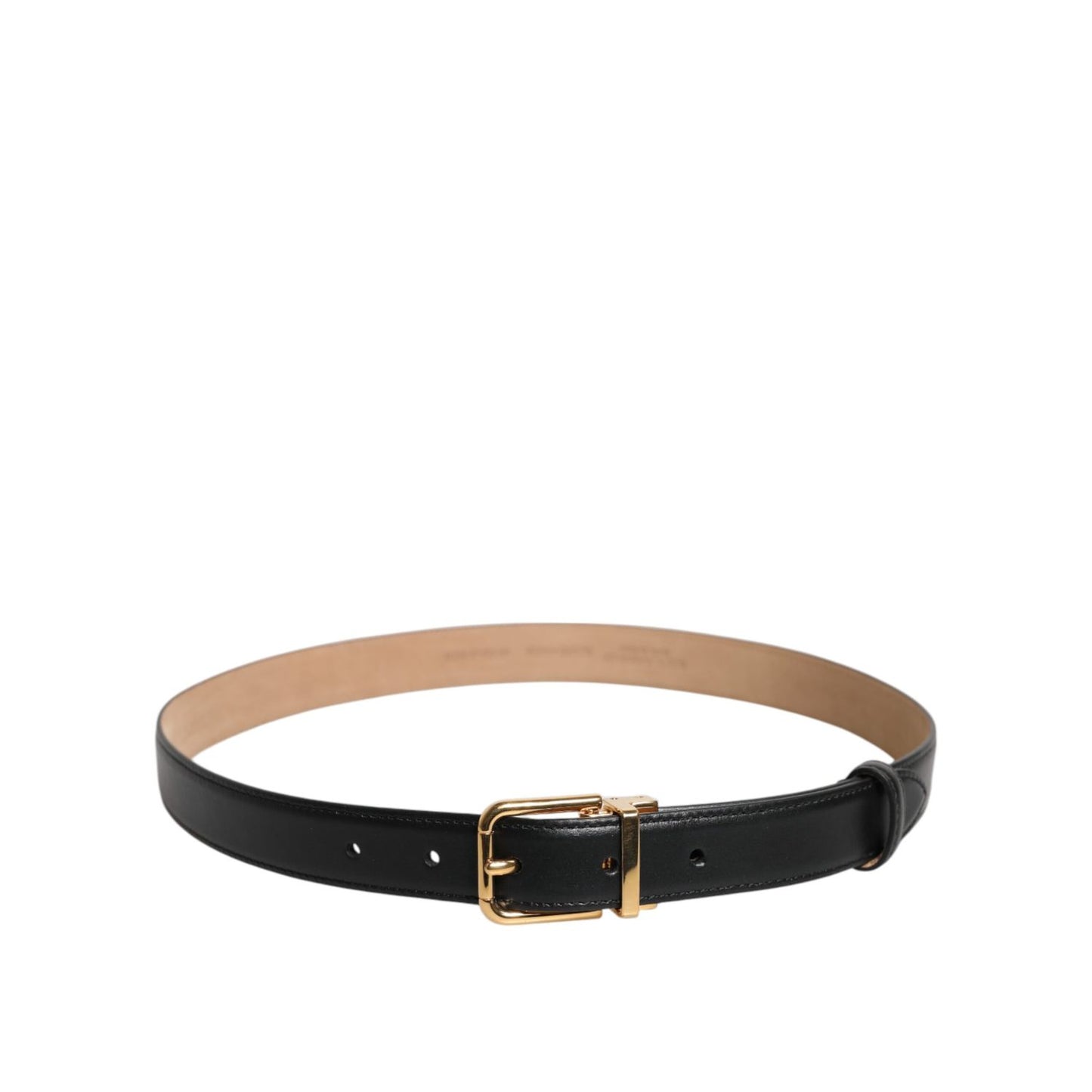 Dolce & Gabbana Black Leather Logo Metal Waist Buckle Belt