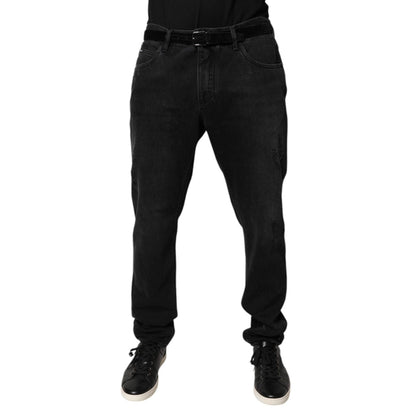 Dolce & Gabbana Black Cotton Skinny Men Denim Jeans