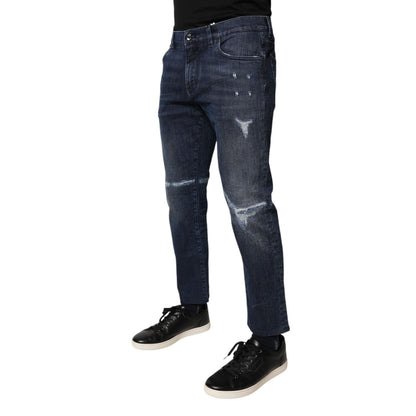 Dolce & Gabbana Blue Cotton Stretch Skinny Men Denim Jeans