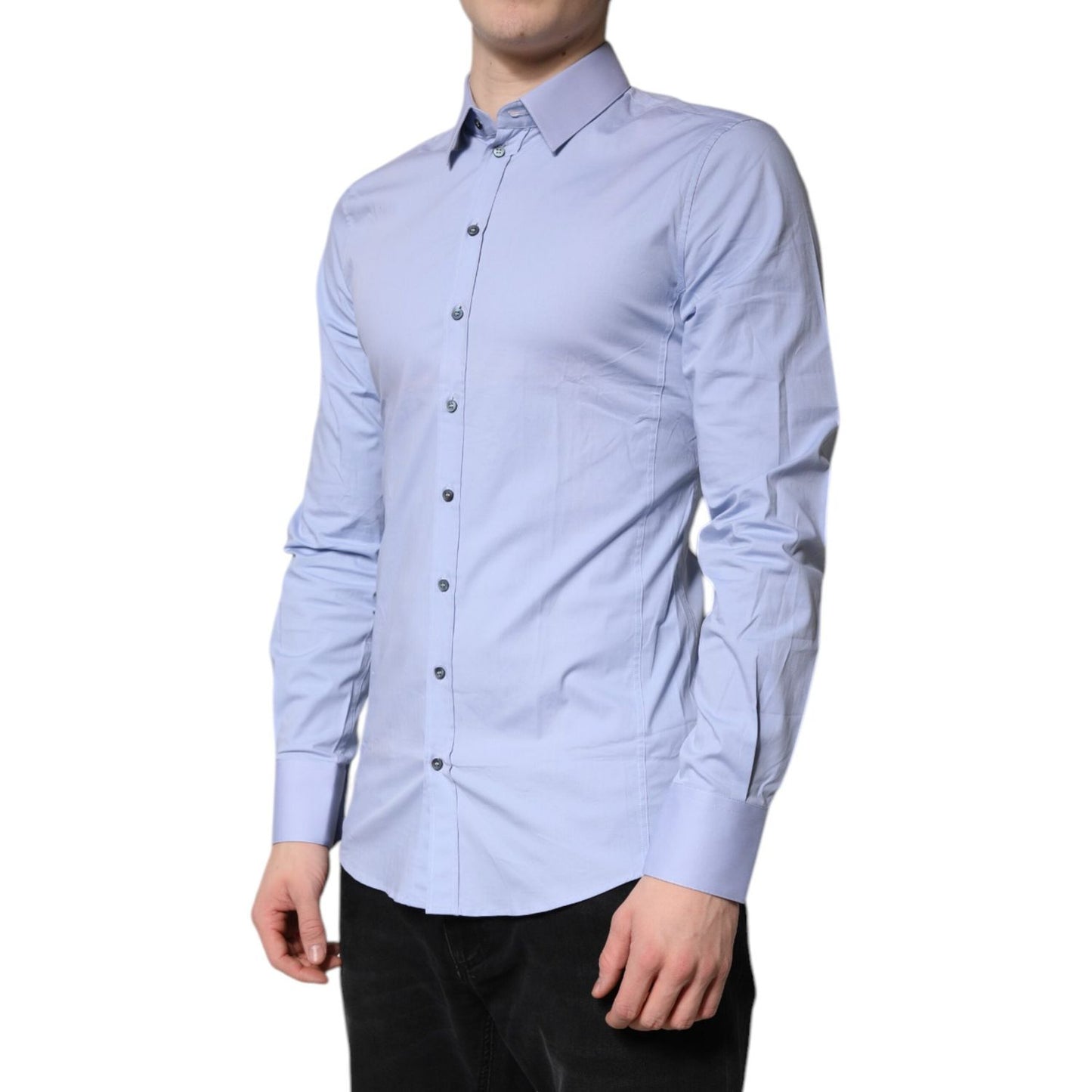 Dolce & Gabbana Light Blue Cotton SICILIA Dress Formal Shirt TSH878497-39
