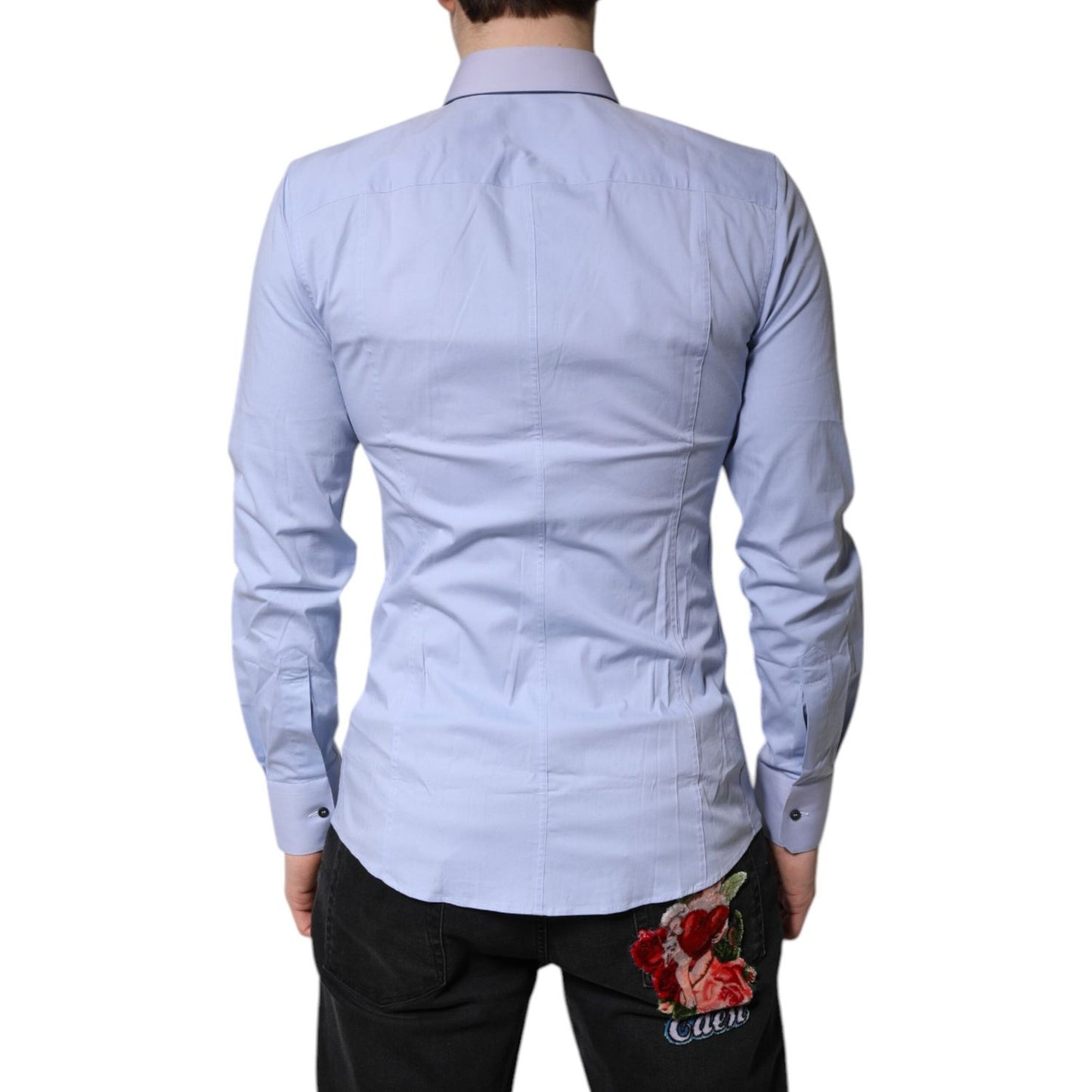 Dolce & Gabbana Light Blue Cotton SICILIA Dress Formal Shirt TSH878497-39