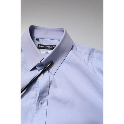 Dolce & Gabbana Light Blue Cotton SICILIA Dress Formal Shirt