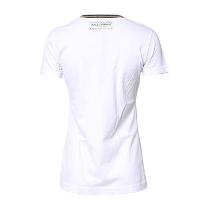 Dolce & Gabbana White Graphic Print Cotton Crew Neck T-shirt
