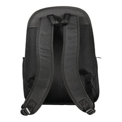 Back view of Tommy Hilfiger Black Polyester Backpack showing adjustable shoulder straps.