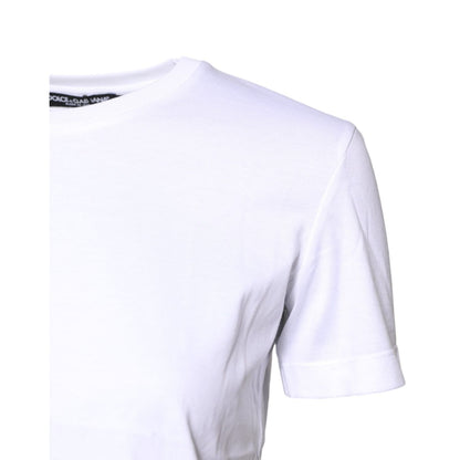 Dolce & Gabbana White Cotton Crew Neck Short Sleeves T-shirt