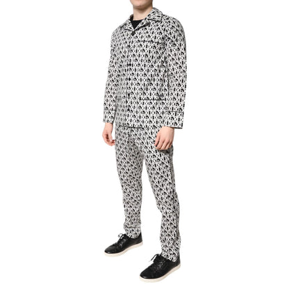 Dolce & Gabbana Black White DG Print Cotton Pajama Set Sleepwear