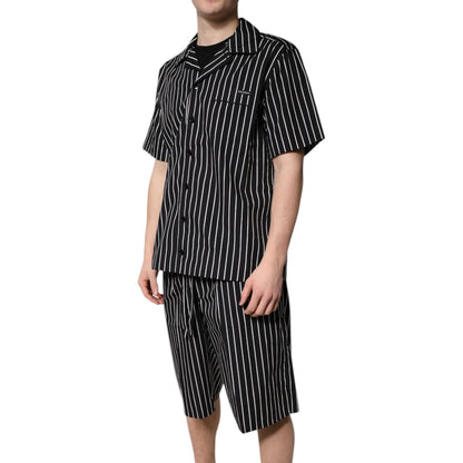 Dolce & Gabbana Black White Stripes Cotton Men Pajama Set Sleepwear