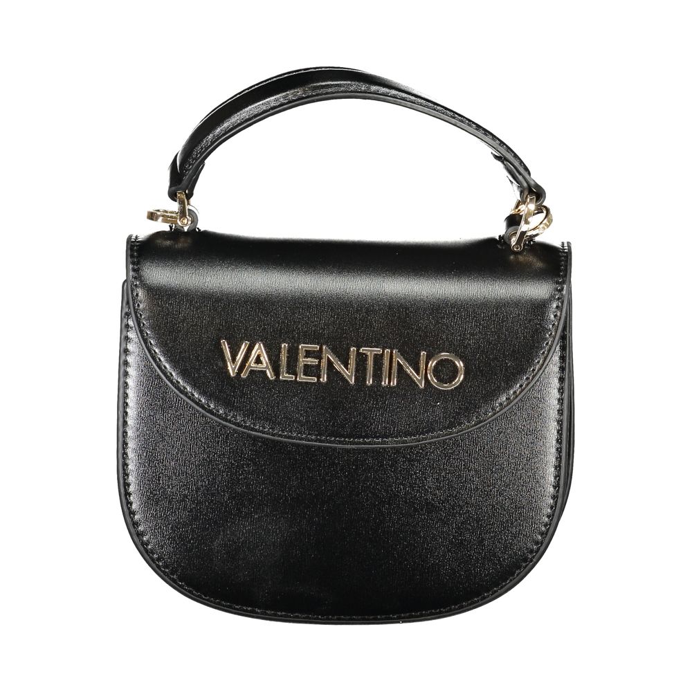 Mario Valentino Black Polyethylene Women Handbag with removable strap and secure snap closure.