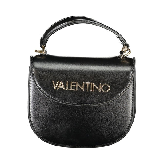 Mario Valentino Black Polyethylene Women Handbag with removable strap and secure snap closure.