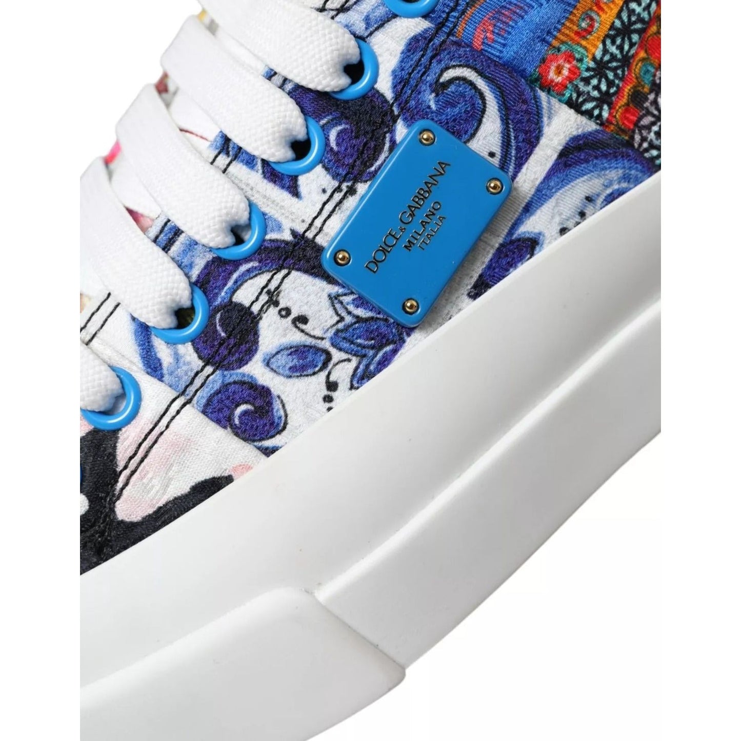 Dolce & Gabbana Multicolor Patchwork Low Top Sneakers Shoes LA10676-35