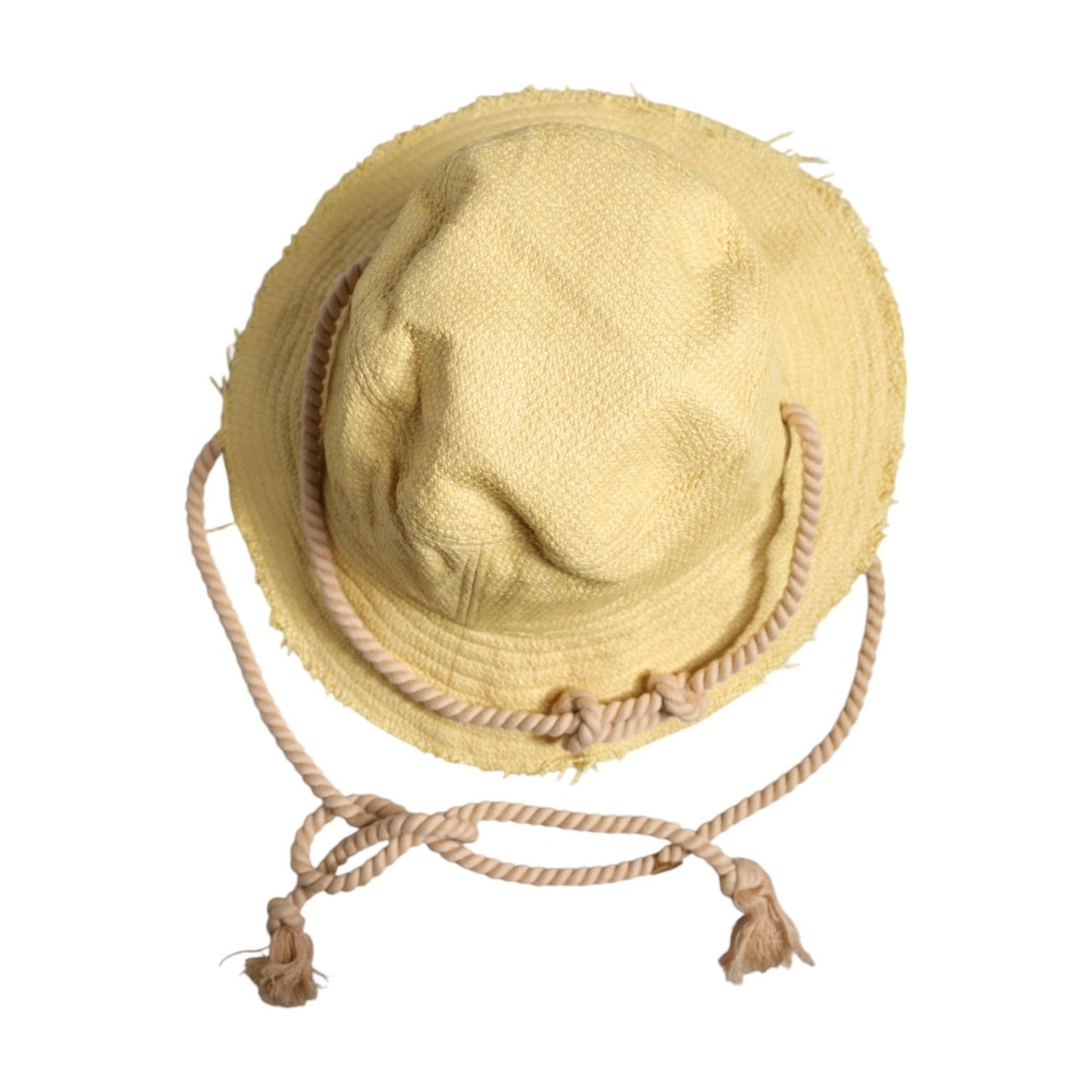 Dolce & Gabbana Yellow Cotton Wide Brim Bucket
