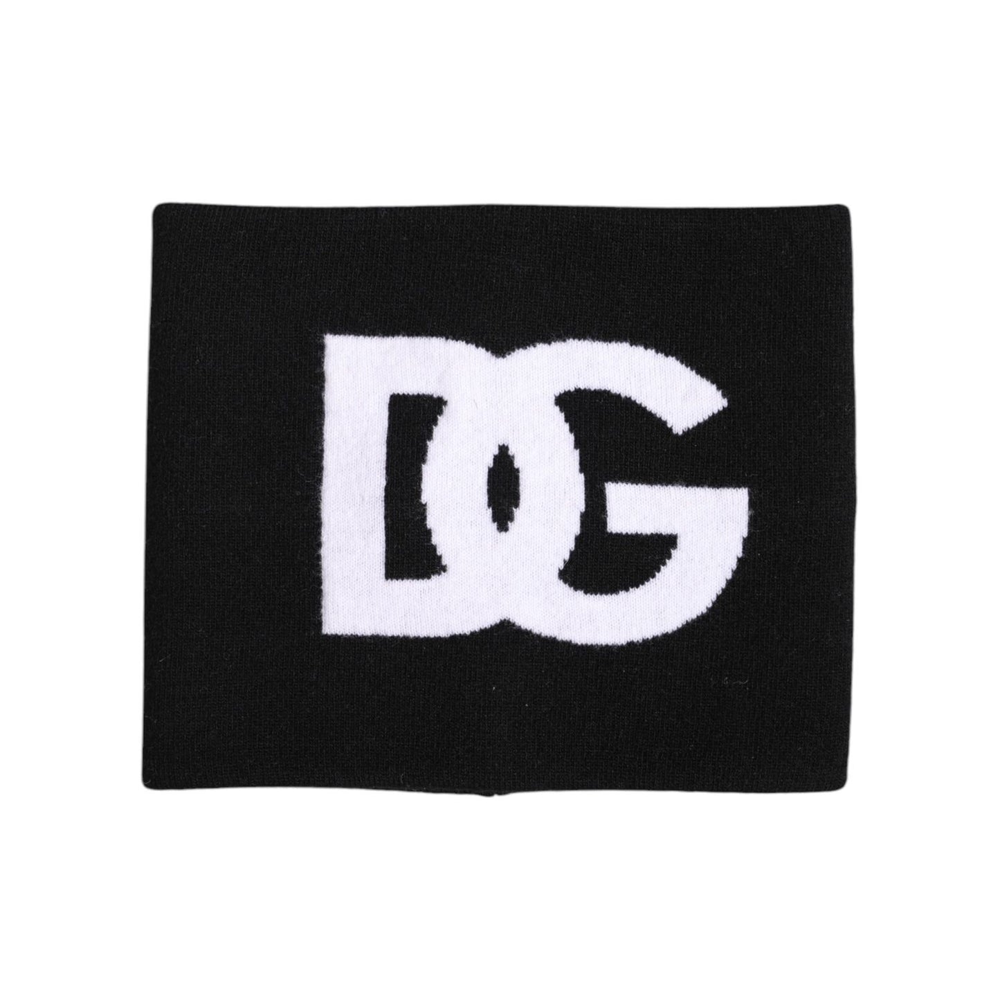 Dolce & Gabbana Black White Logo Print Knitted Neck Warmer Scarf HAT9828