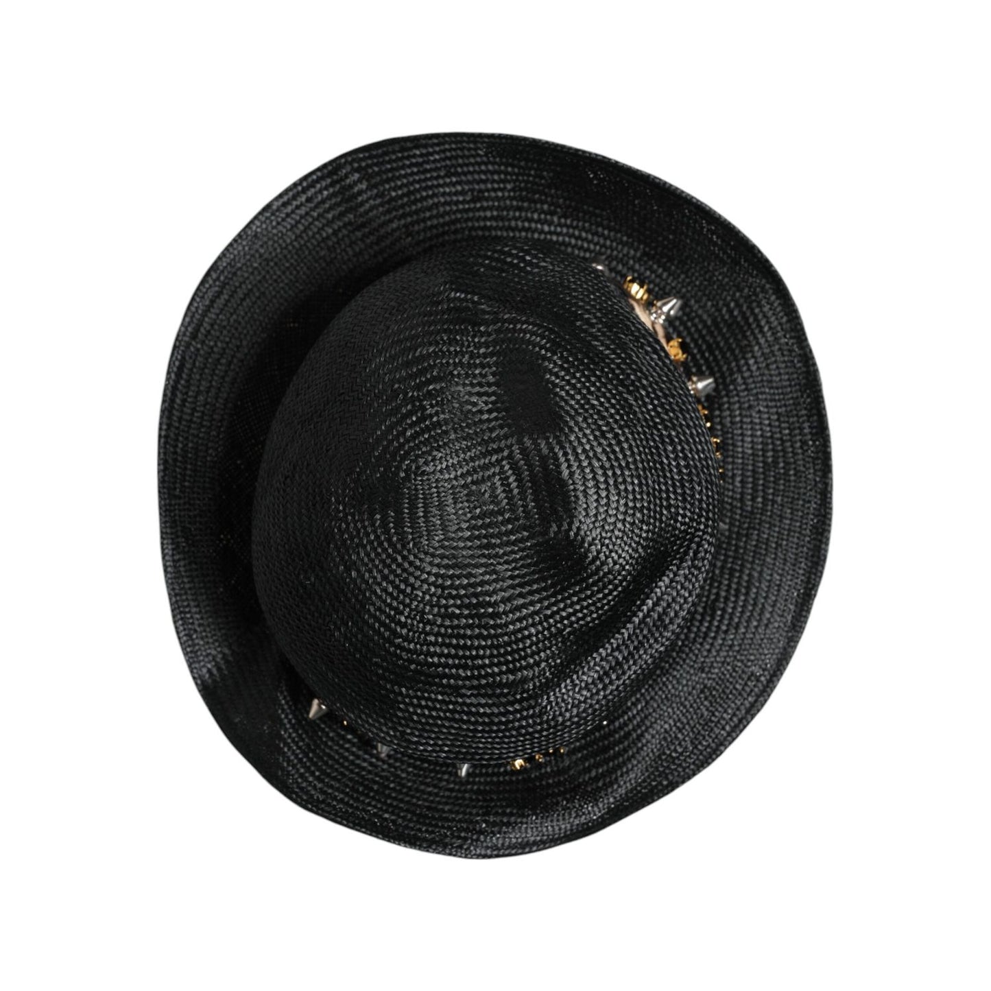 Dolce & Gabbana Black Straw Crystal Embellished Wide Brim Hat HAT9648-56