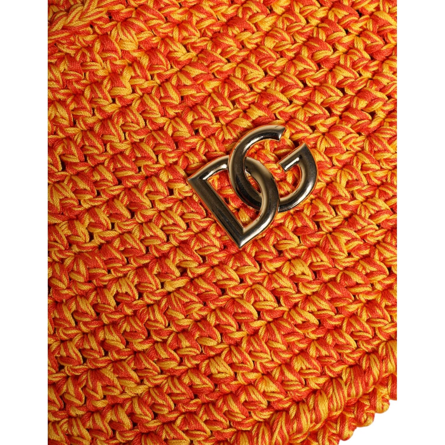 Dolce & Gabbana Orange Cotton Crochet DG Logo Bucket Hat HAT9659