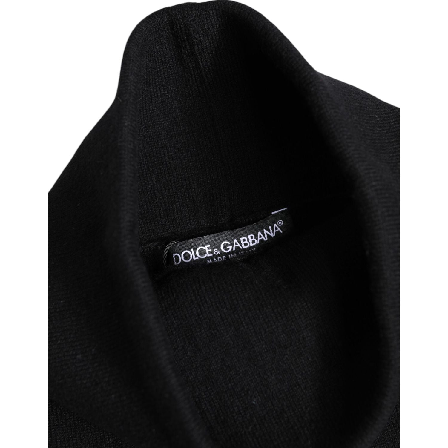 Dolce & Gabbana Black Cashmere Knitted Neck Warmer Foulard Scarf