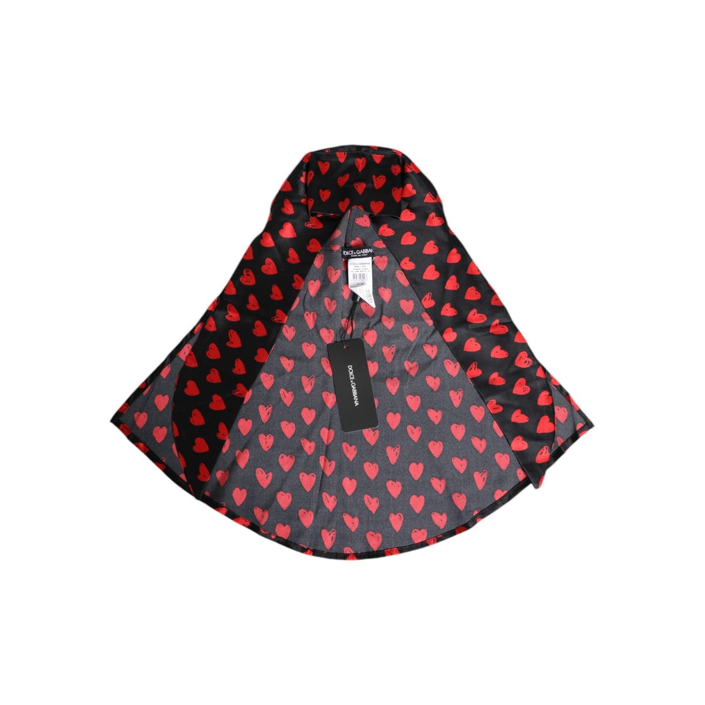 Dolce & Gabbana Black Red Hearts Polyester Hat HAT9714-57